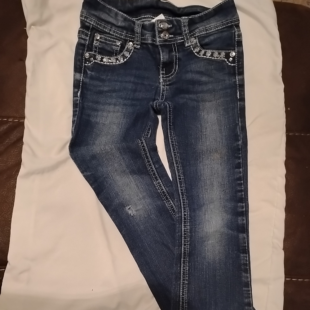 Seven7 Blue Jeans with Rhinestone Embellishments